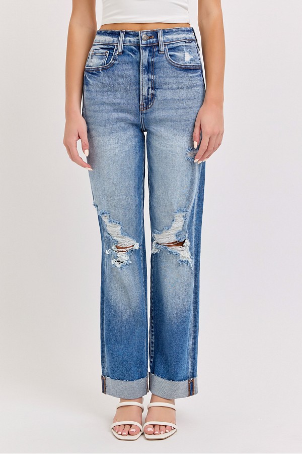 Super High Rise Dad Jean with Cuffed Hem